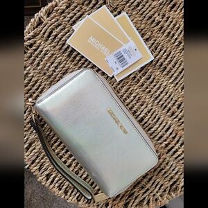 NWT Michael Kors brushed gold wristlet